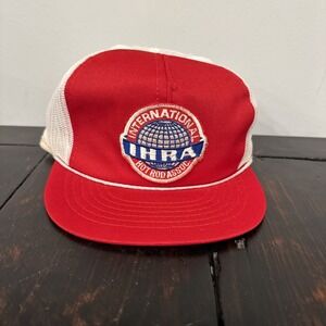 Vintage NHRA Racing Snapback Trucker Hat Cap Red W/white Mesh One Size EUC